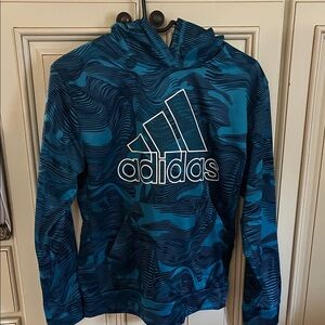 Adidas 14/16 Kids Teal Patterned Hoodie